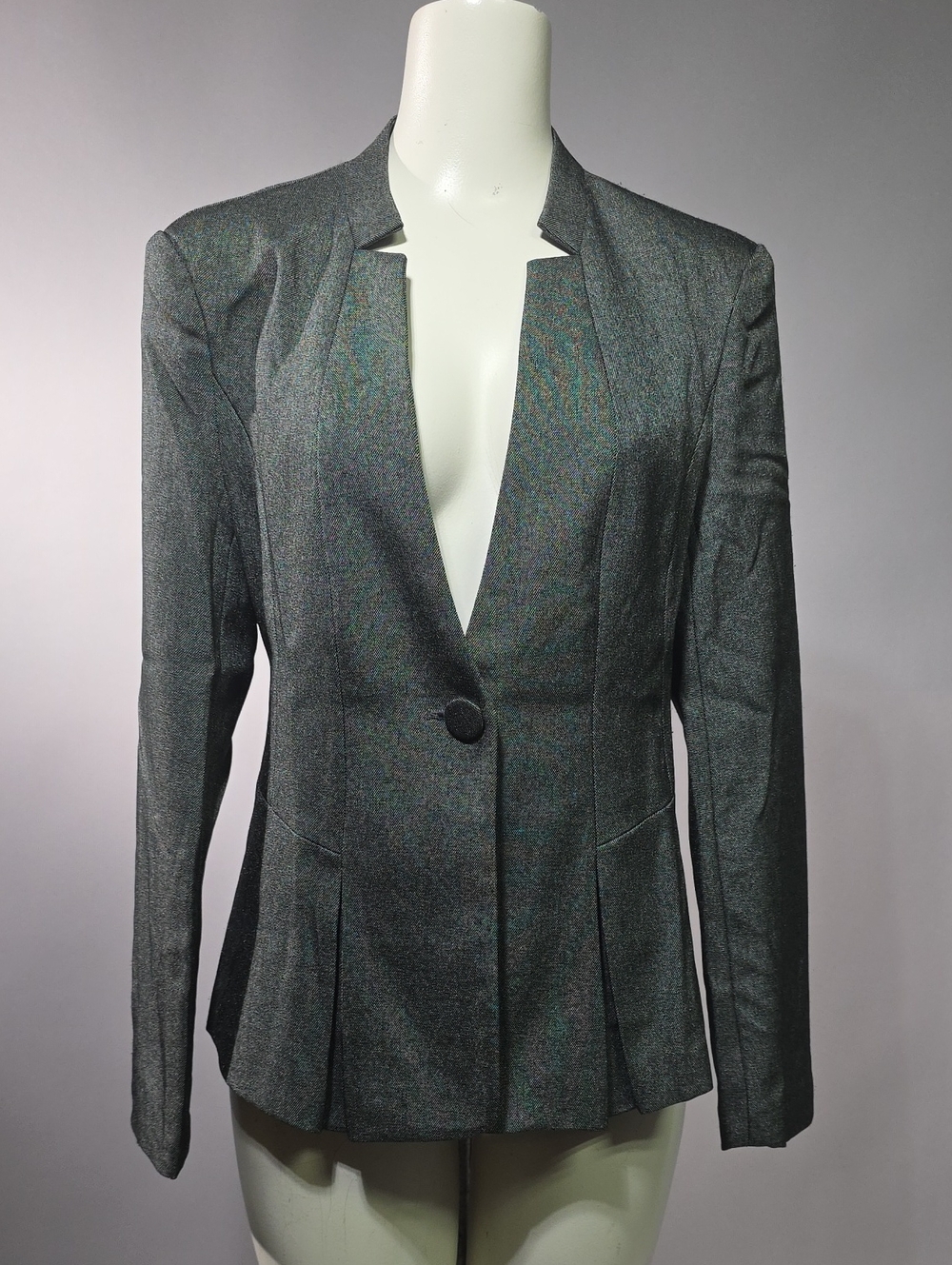 Women's Notched-Neck Gray Single-Button Blazer R10